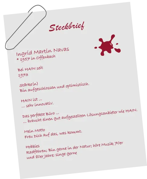 Persönlicher Steckbrief von Ingrid Martin