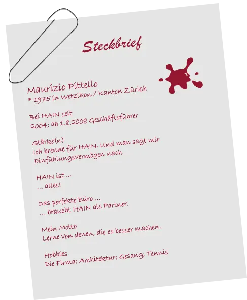 Persönlicher Steckbrief von Dipl.-Ing. Maurizio Pittello