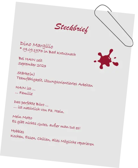 Persönlicher Steckbrief von Dino Margilio