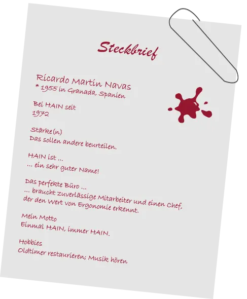Persönlicher Steckbrief von Ricardo Martin