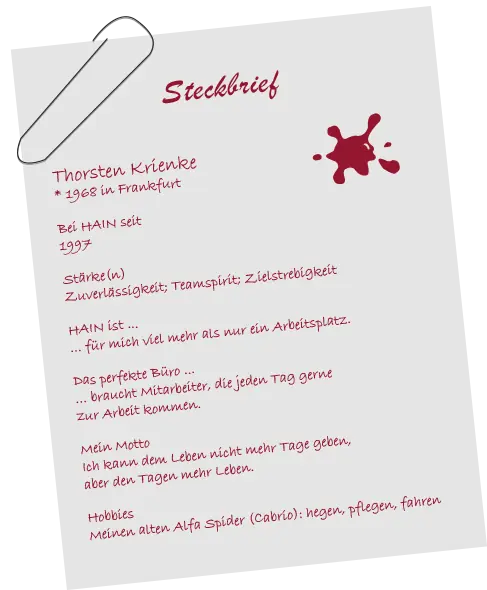 Persönlicher Steckbrief von Thorsten Krienke